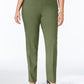 JM Collection Women's Tummy Control Slim Leg Pants Green Size Petite Small