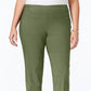 JM Collection Women's Tummy Control Slim Leg Pants Green Size Petite Small