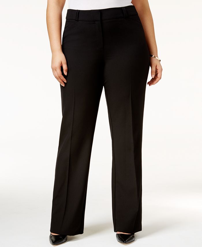 Alfani Women's Curvy Bootcut Tummy Control Pants Black Size 24W