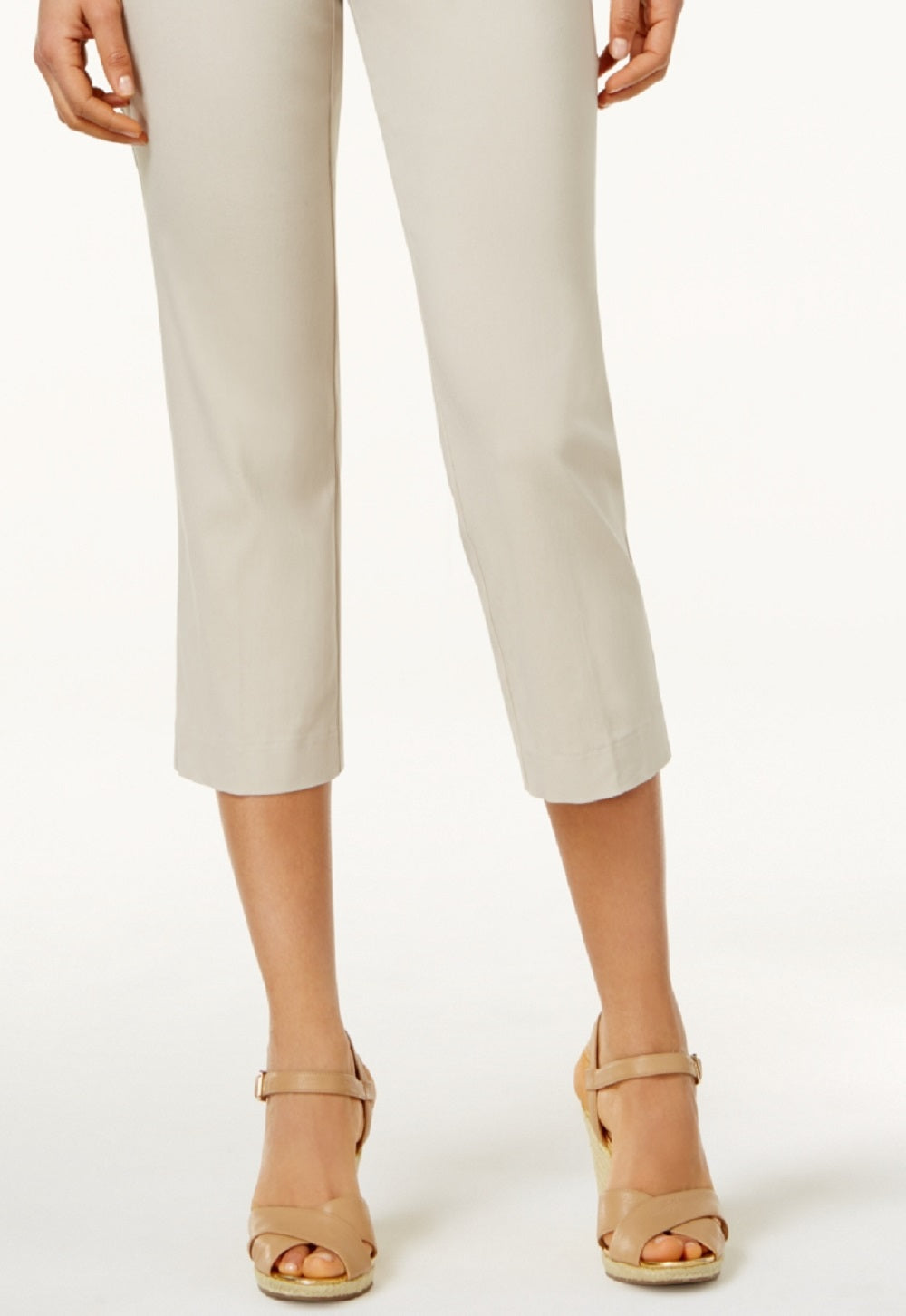 JM Collection Women's Rivet Detail Tummy Control Capri Pants Brown Size Petite Large