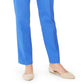 JM Collection Women's Solid Straight Leg Wear To Work Pants Blue Size Petite
