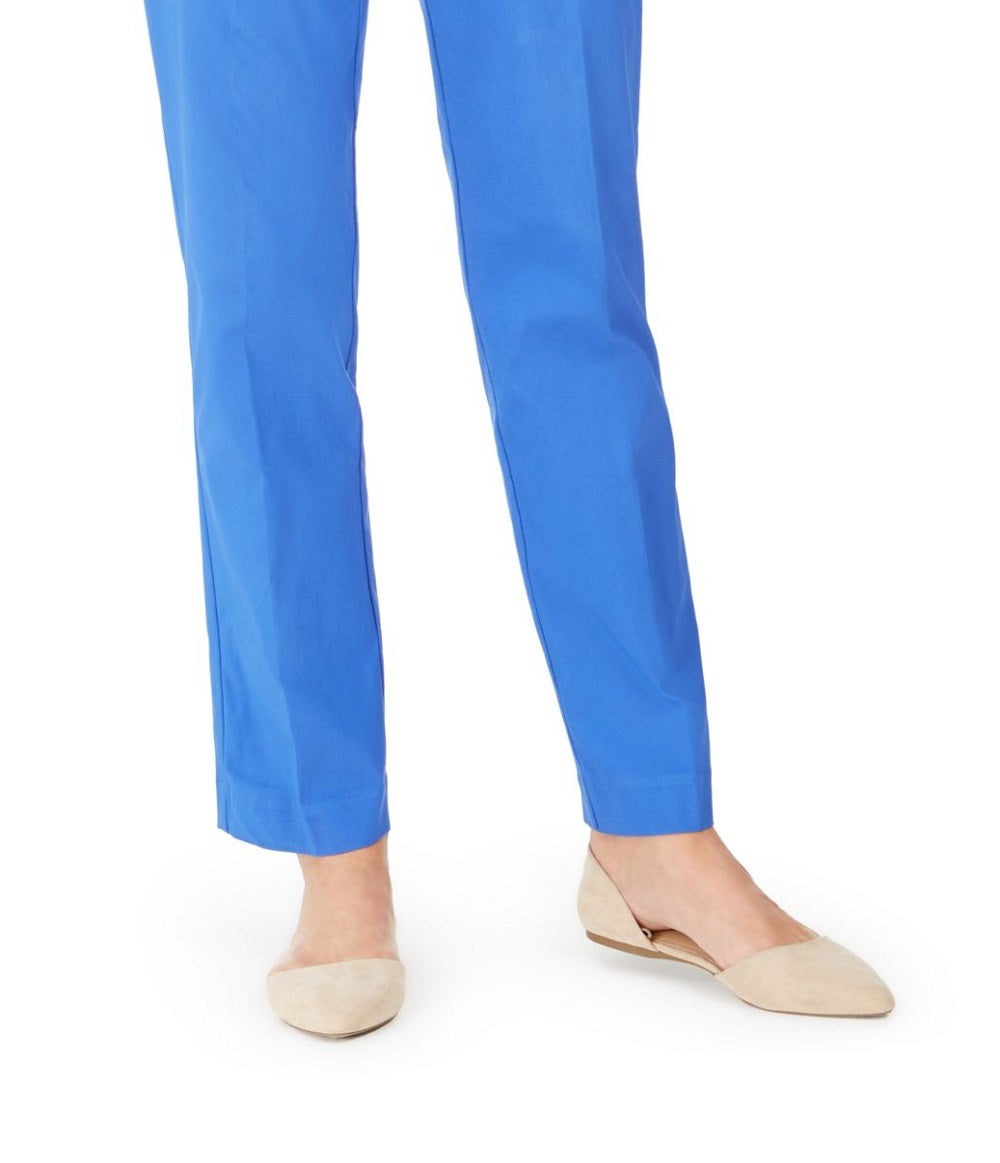 JM Collection Women's Solid Straight Leg Wear To Work Pants Blue Size Petite