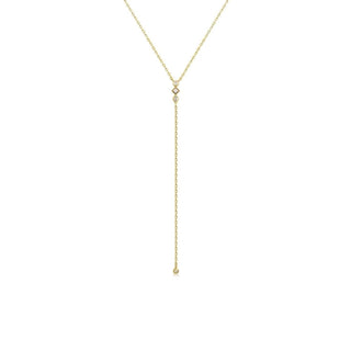 Eklexic - Women's Cz & Opal Thin Chain Lariat Necklace