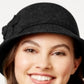 Nine West Women's Felt Self Flower Cloche Black Size Regular