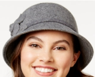 Nine West Women's Felt Self Flower Cloche Hat Gray Size Regular