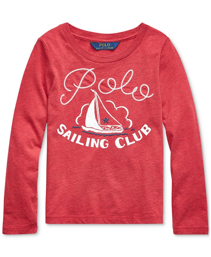 Polo Ralph Lauren Toddler Girl's Sailing Club Cotton Jersey T-Shirt Red Size 2T