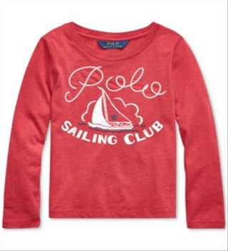 Polo Ralph Lauren Toddler Girl's Sailing Club Cotton Jersey T-Shirt Red Size 3T