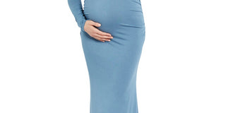 Motherhood Maternity Women's Off the Shoulder Long Sleeve Maternity Dress Blue Size Small
