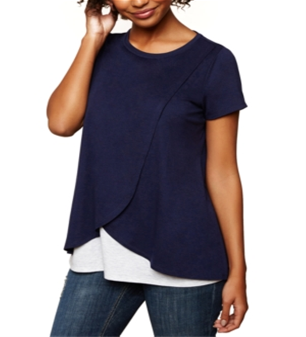 Motherhood Maternity Women's Pull Over Open Front Nursing Tee Blue Size X-Large