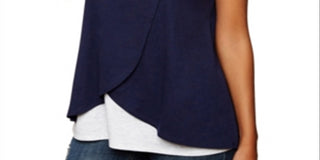 Motherhood Maternity Women's Pull Over Open Front Nursing Tee Blue Size X-Large