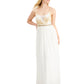 Emerald Sundae Women's Sheer Floral Spaghetti Strap Sweetheart Neckline Full Length Formal Empire Waist Dress White Size 17