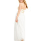 Emerald Sundae Women's Sheer Floral Spaghetti Strap Sweetheart Neckline Full Length Formal Empire Waist Dress White Size 17