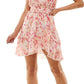Emerald Sundae Junior's Floral Print Smocked Waist Dress Pink Size XX-Small