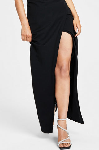 Emerald Sundae Junior's High Slit Gown Black Size Large