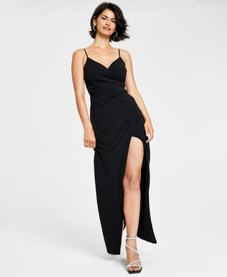 Emerald Sundae Junior's High Slit Gown Black Size Large