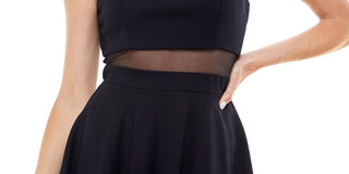 Emerald Sundae Junior's Illusion Neck Dress Dark Blue Size L