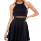 Emerald Sundae Junior's Illusion Neck Dress Blue Size XL
