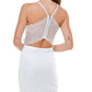 Emerald Sundae Junior's Glitter Lace Bodycon Dress White Size XX-Small