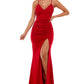 Emerald Sundae Junior's Ruched Side Slit Slim Gown Red Size X-Small