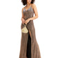 Emerald Sundae Junior's Glitter Knit Side Cinch Gown Brown Size X-Large
