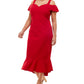 Emerald Sundae Women's Cold Shoulder Midi Dress Red Size 20W
