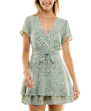 Emerald Sundae Junior's Printed A Line Dress Green Size 9