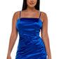 Emerald Sundae Junior's Ruched Asymmetric Bodycon Dress Blue Size X-Small