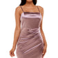 Emerald Sundae Junior's Ruched Asymmetric Bodycon Dress Purple Size XX-Small