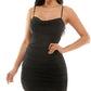 Emerald Sundae Junior's Ruched Asymmetric Bodycon Dress Black Size XS