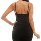 Emerald Sundae Junior's Ruched Asymmetric Bodycon Dress Black Size XS