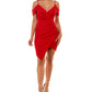 Emerald Sundae Junior's Glitter Bodycon Dress Red Size M