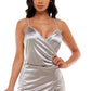 Emerald Sundae Junior's Metallic Asymmetrical Bodycon Dress Gray Size Small