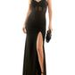 Emerald Sundae Junior's Ruched Mesh Contrast Gown Black Size Small