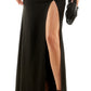 Emerald Sundae Junior's Ruched Mesh Contrast Gown Black Size Large