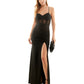Emerald Sundae Junior's Ruched Mesh Contrast Gown Black Size Large
