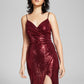 Emerald Sundae Junior's High Slit Disco Dot Gown Red Size Large