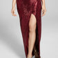 Emerald Sundae Junior's High Slit Disco Dot Gown Red Size Large