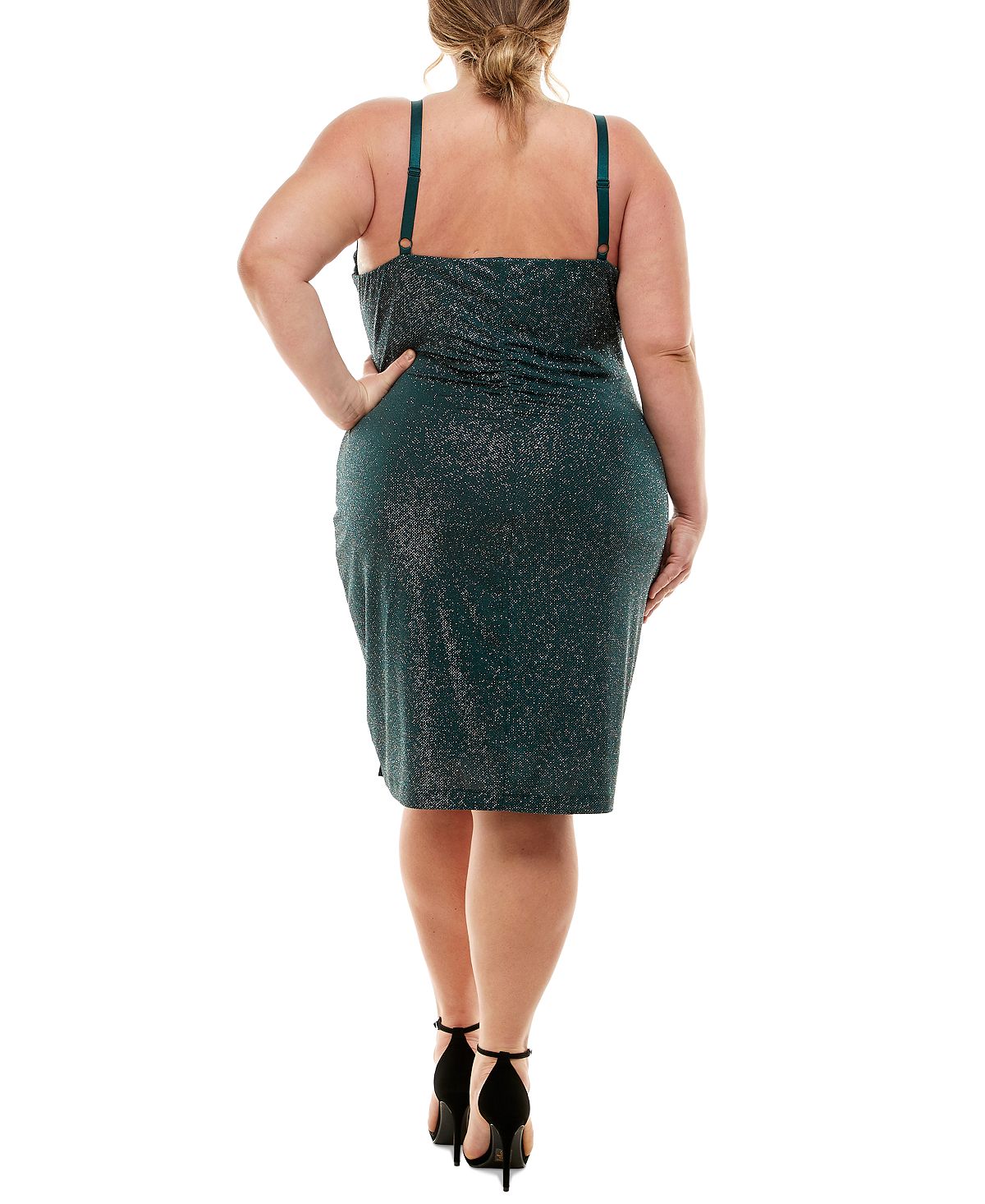Emerald Sundae Women's V Neck Shimmer Dress Green Size 18W
