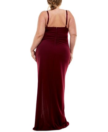 Emerald Sundae Women's Cowlneck Side Ruched Maxi Dress Red Size 20W