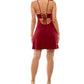 Emerald Sundae Junior's Lace Up A Line Dress Red Size Large