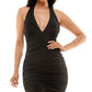 Emerald Sundae Junior's Ruched Racerback Dress Black Size Medium