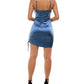 Emerald Sundae Junior's Ruched Bodycon Dress Blue Size Medium