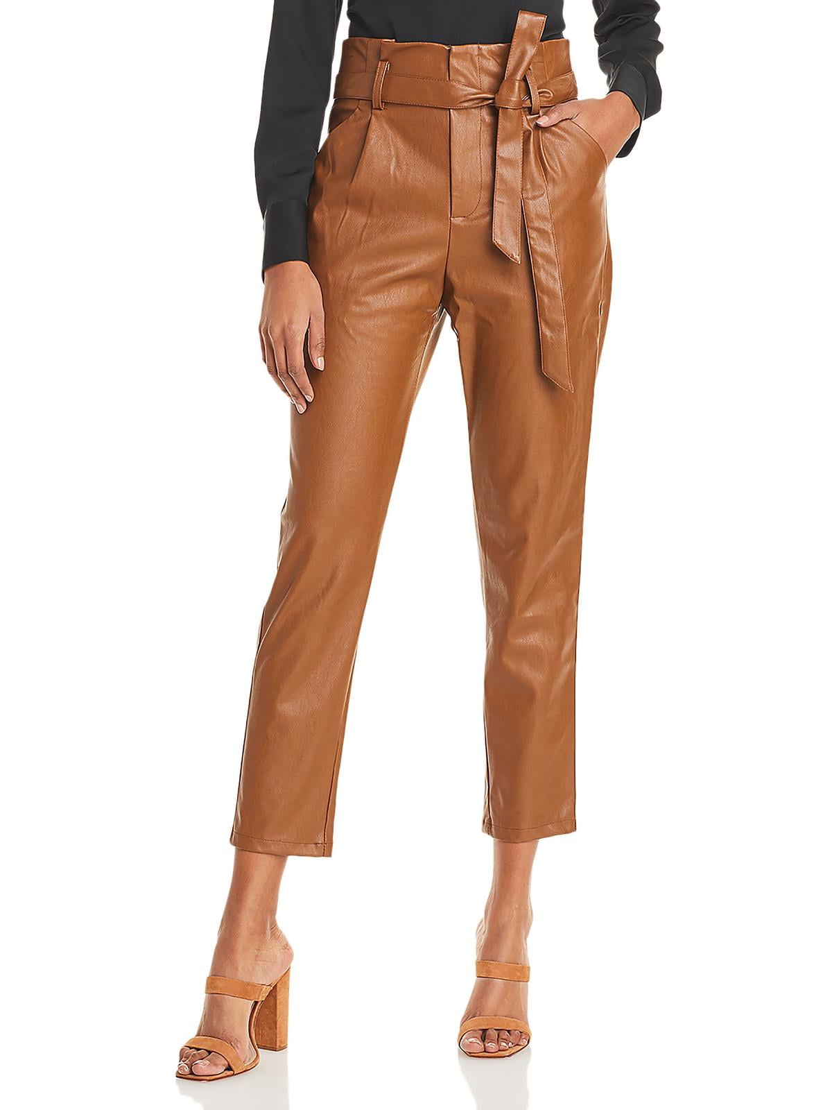 Lucy Paris Women's Faux Leather Paperbag-Waist Casual Pants