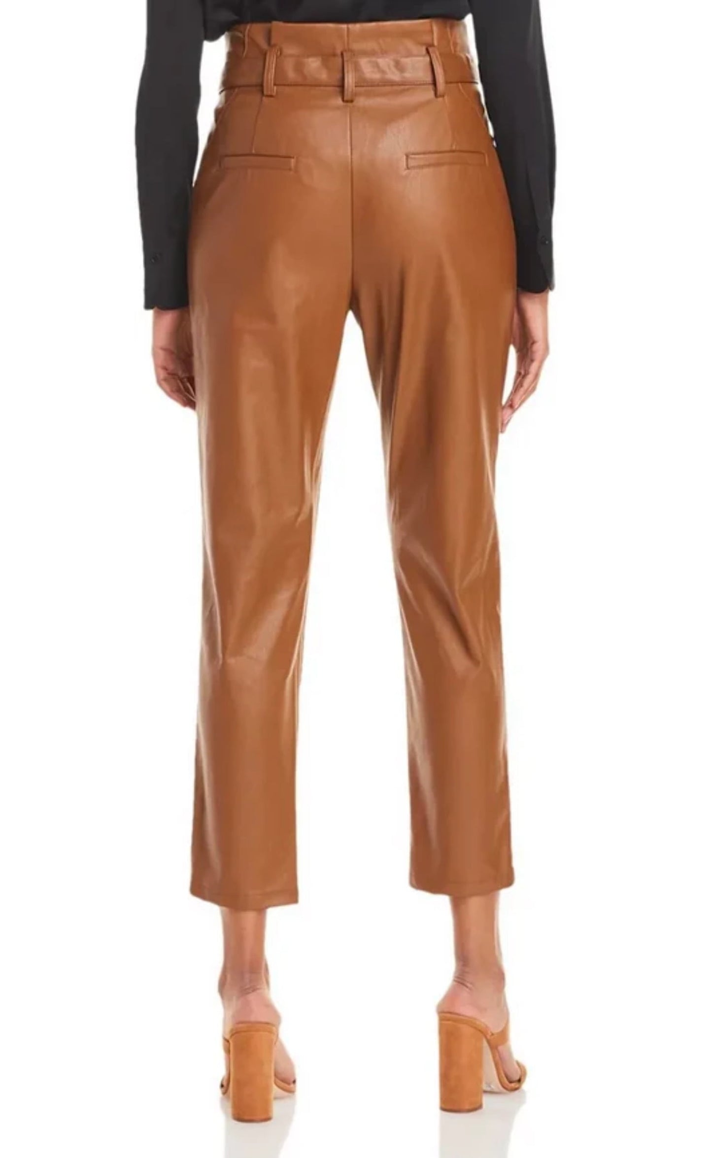 Lucy Paris Women's Faux Leather Paperbag-Waist Casual Pants