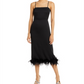 Lucy Paris Women's Mareena Feather Column Midi Dress Black Size Medium