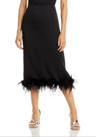 Lucy Paris Women's Mareena Feather Column Midi Dress Black Size Medium