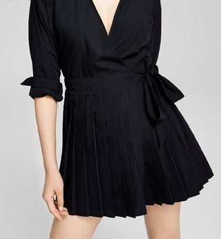 And Now This Women's Long Sleeve Pleated Dress Black Size Medium