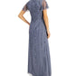 Papell Studio Women's Flutter Sleeve Embellished Gown Blue Size 8