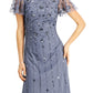 Papell Studio Women's Flutter Sleeve Embellished Gown Blue Size 8