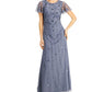 Papell Studio Women's Flutter Sleeve Embellished Gown Purple Size 10